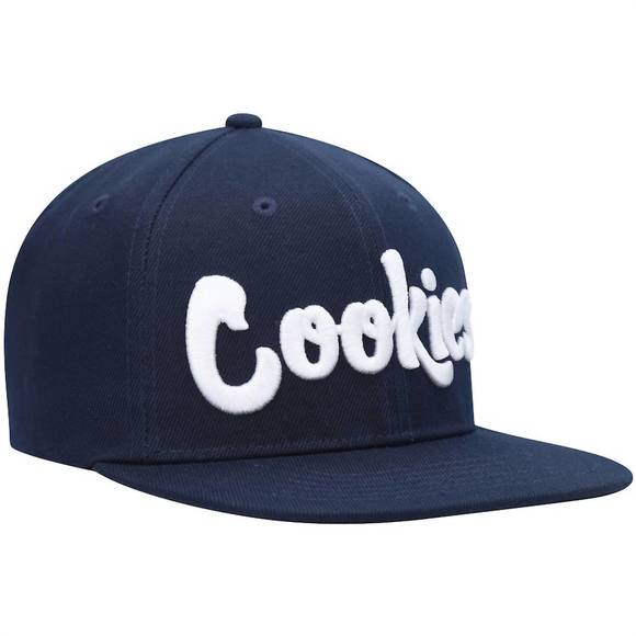 NEW COOKIES men's original mint twill snapback cap in navy/white - Picture 3 of 4